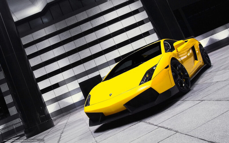 Yellow sports car in urban setting