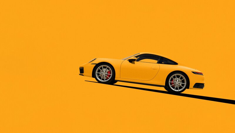 Yellow Sports Car — Minimalist, 3d Render