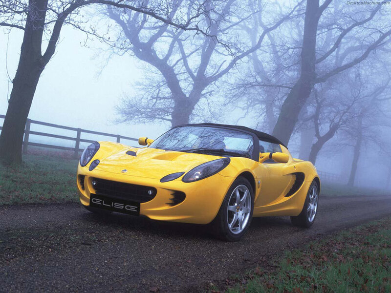 Yellow Sports Car — Misty, Autumn, Photograph