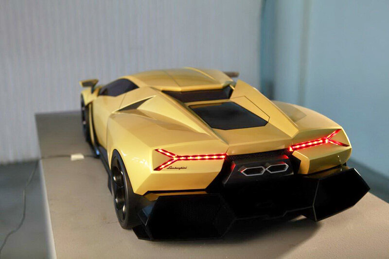 Yellow Sports Car Model — Neutral, Photograph, Taillights