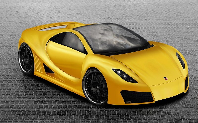 Yellow Sports Car — Modern, 3d Render, Black Wheels