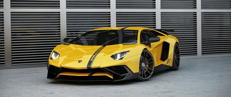 Yellow Sports Car — Modern, 3d Render, Garage Door