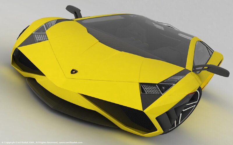 Yellow Sports Car — Modern, 3d Render, Windshield