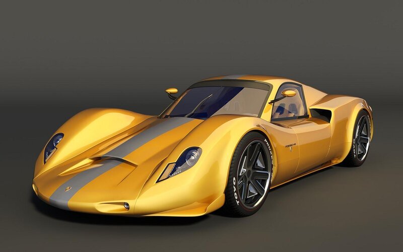 Yellow Sports Car — Neutral, 3d Render, Stripes