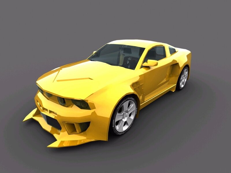Yellow Sports Car — Neutral, 3d Render, Wheels, Windows, Gray