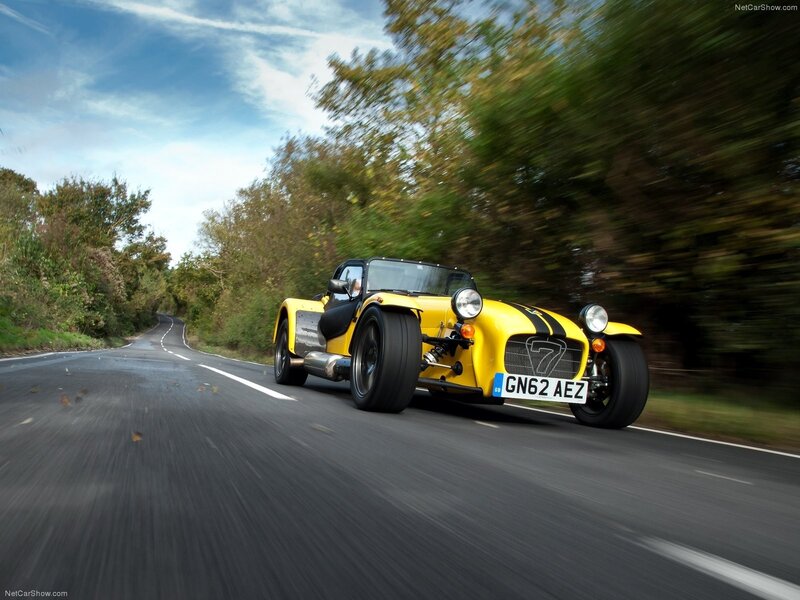 Yellow sports car on a country road