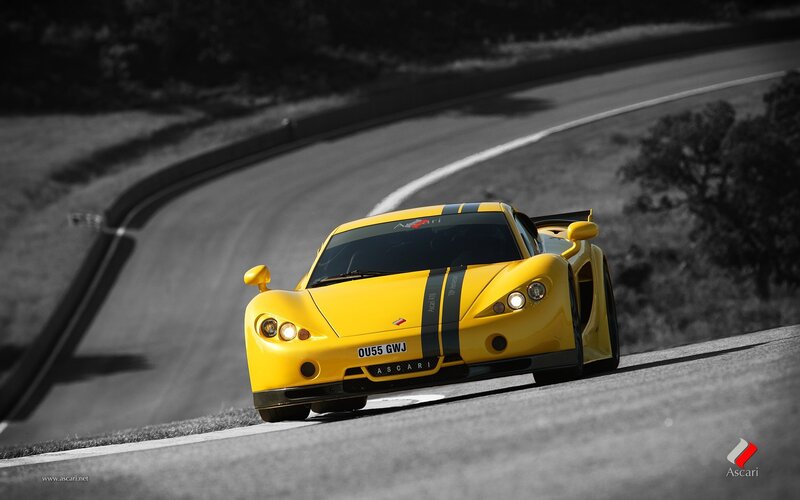 Yellow sports car on a racetrack