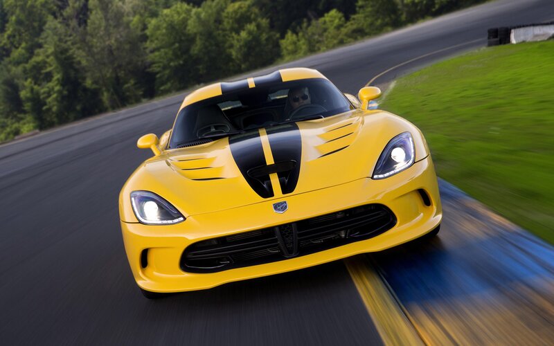 Yellow sports car on a racetrack