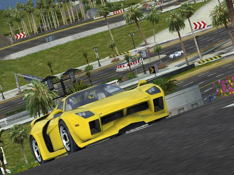 Yellow sports car on a road