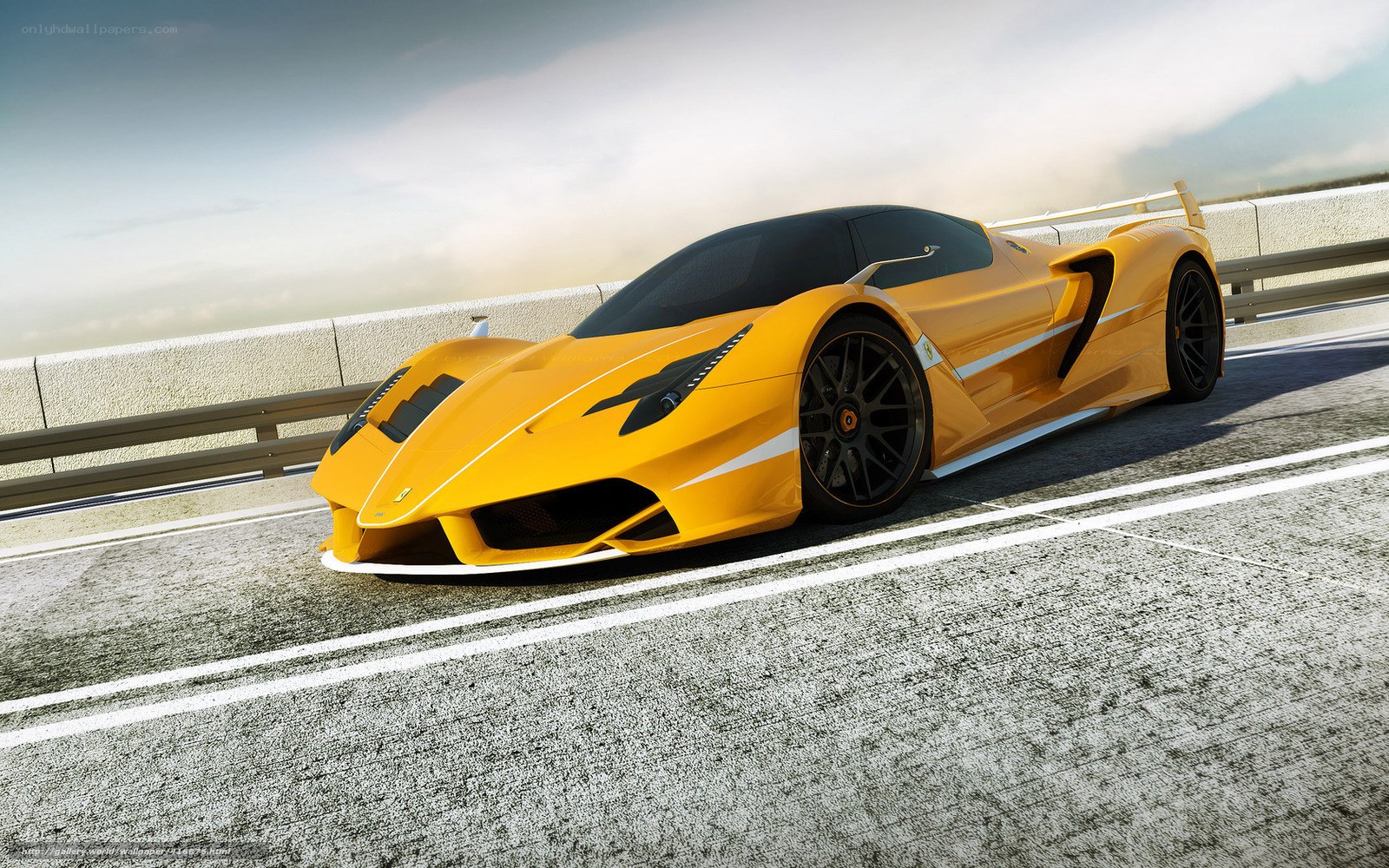 Yellow sports car on a track