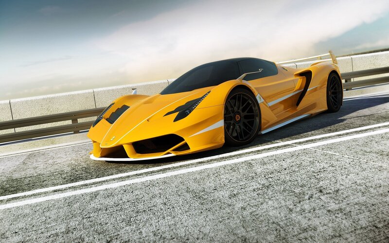 Yellow sports car on a track