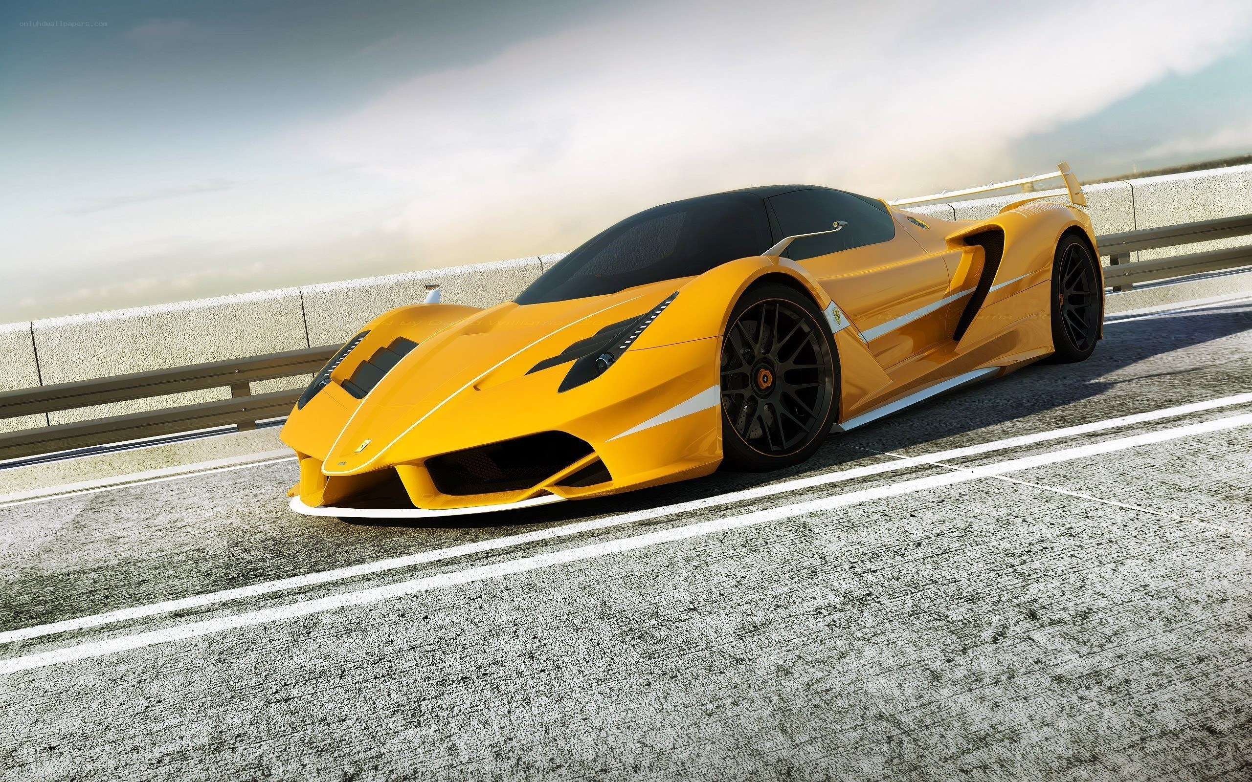 Yellow sports car on a track