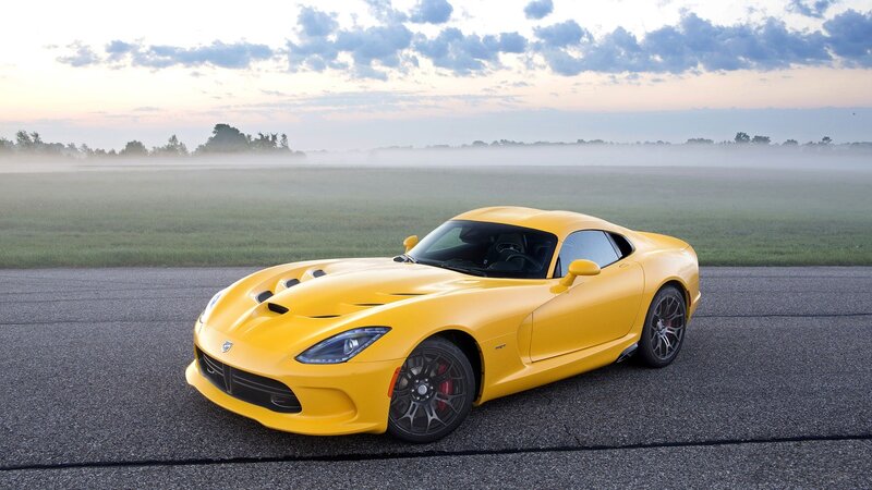 Yellow sports car on a track