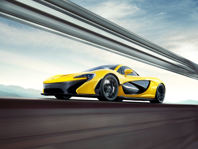 Yellow sports car on a track