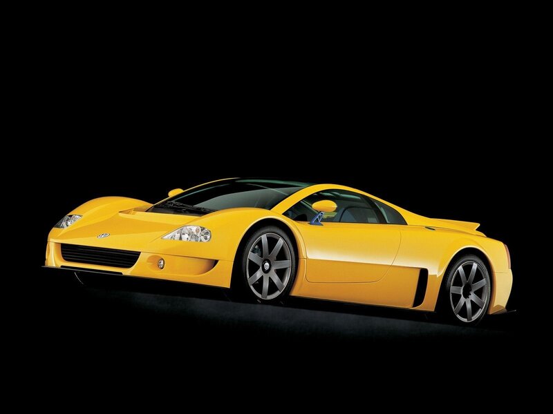 Yellow sports car on black