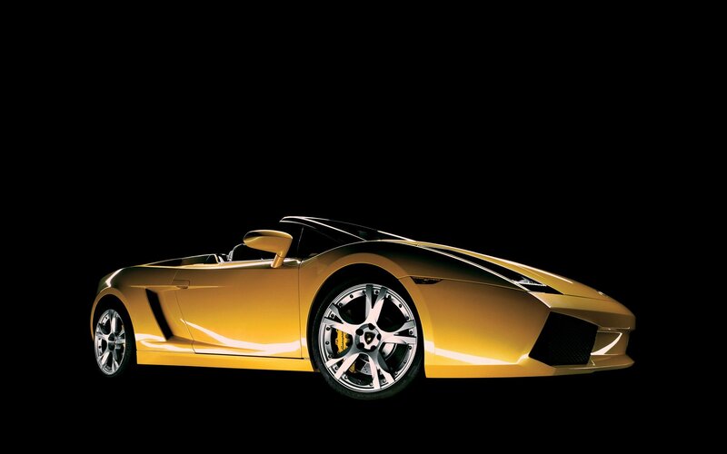 yellow sports car on black