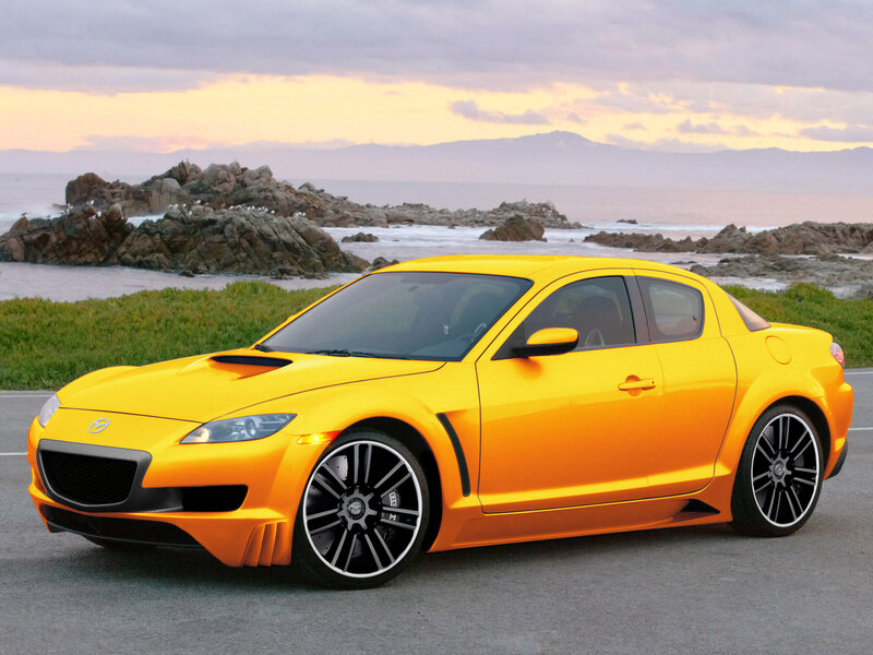 Yellow sports car on coast