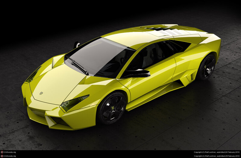 yellow sports car on dark floor