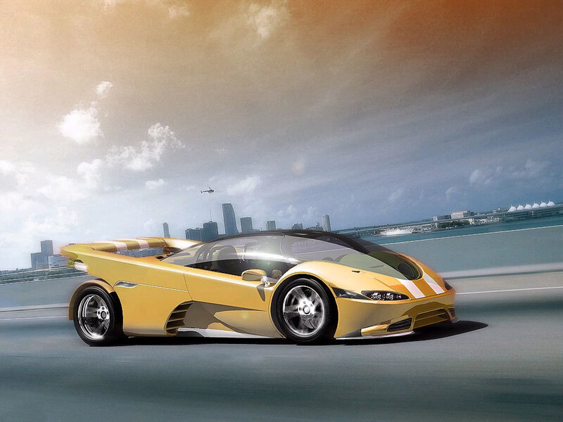 yellow sports car on highway