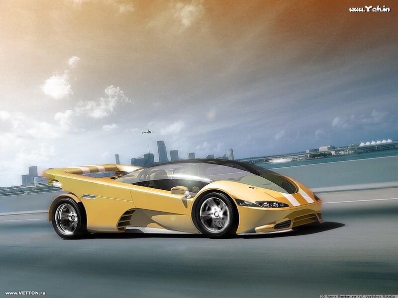 yellow sports car on highway