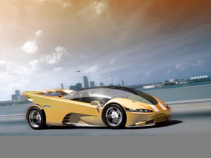 yellow sports car on highway