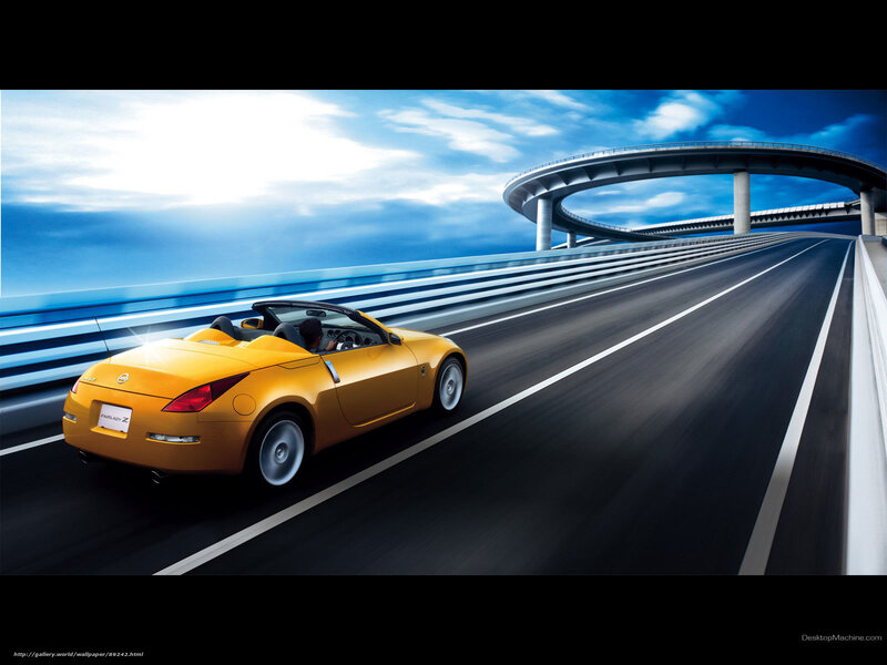 Yellow sports car on highway