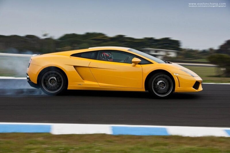 Yellow sports car on racetrack