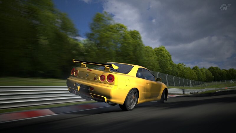 yellow sports car on racetrack