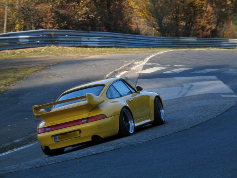 yellow sports car on racetrack