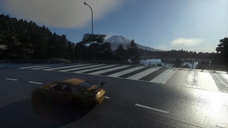 Yellow Sports Car on Road — Gray
