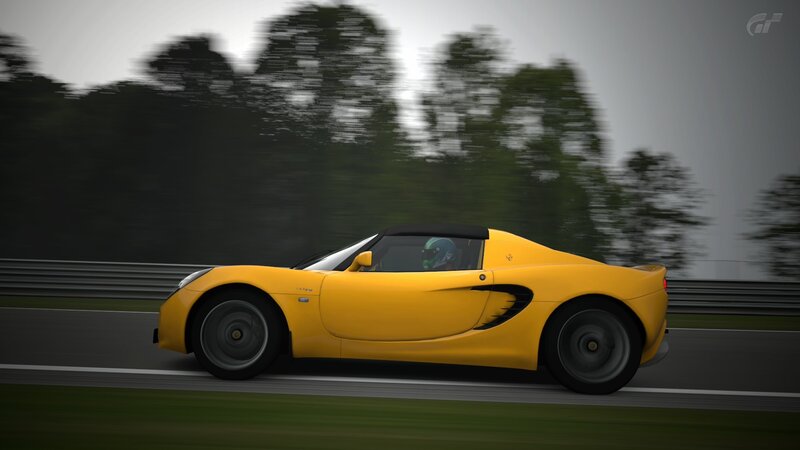 yellow sports car on track