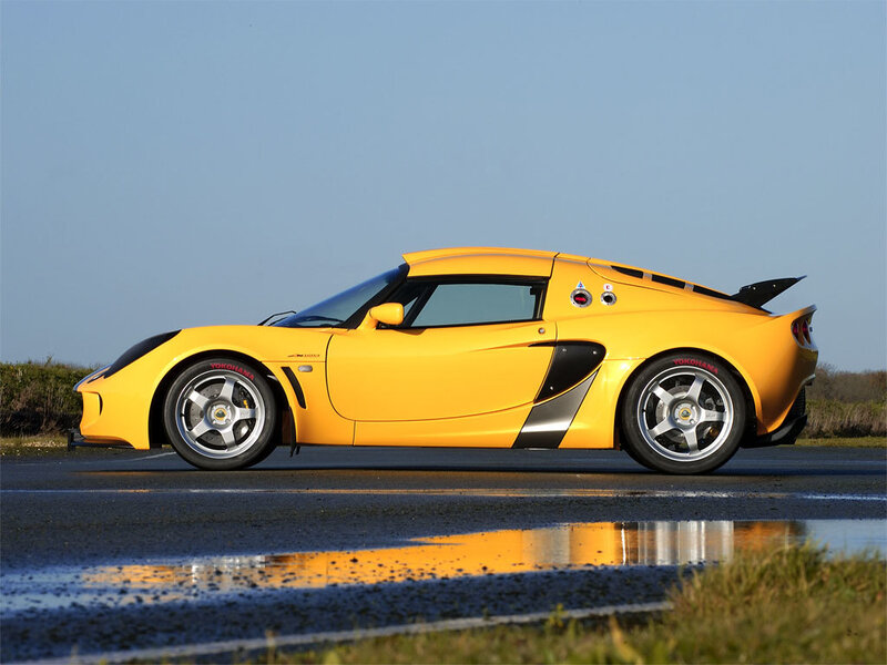 Yellow sports car on track
