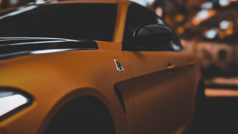 Yellow Sports Car — Orange, Dramatic, Night, 3d Render