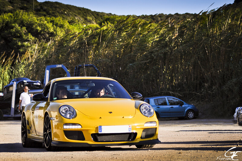 Yellow Sports Car — Outdoor, Afternoon, Photograph, People, Truck