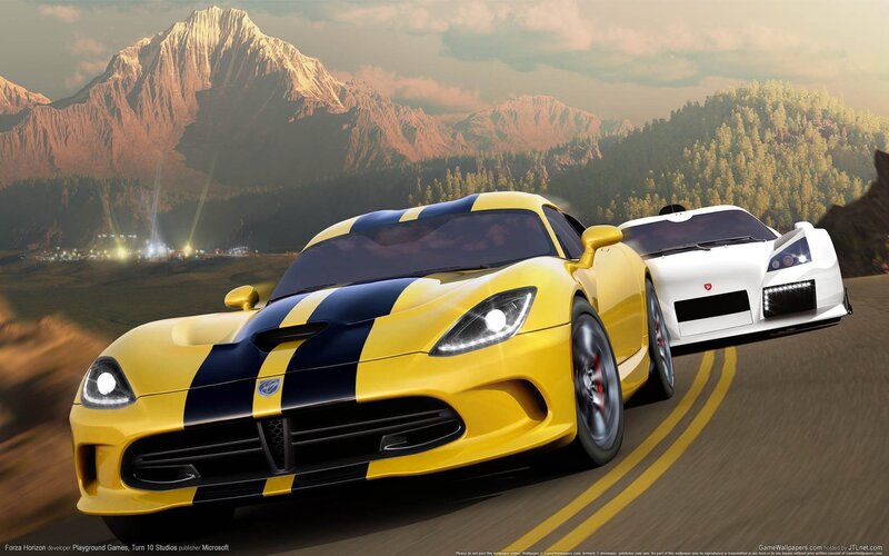 Yellow sports car racing