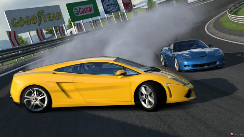 Yellow sports car racing