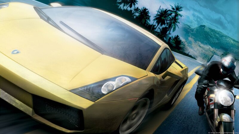 Yellow sports car racing