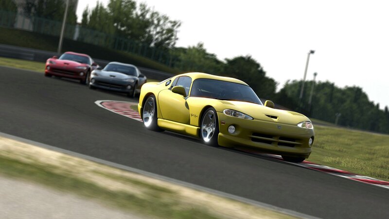 Yellow sports car racing on track