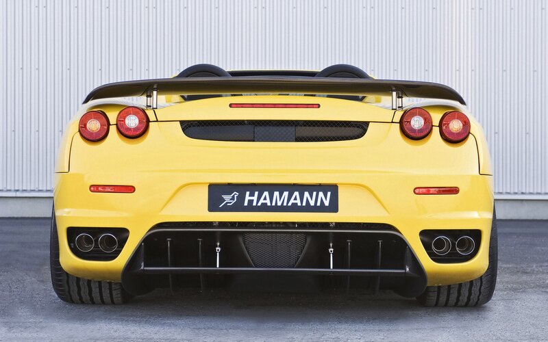 Yellow sports car rear view