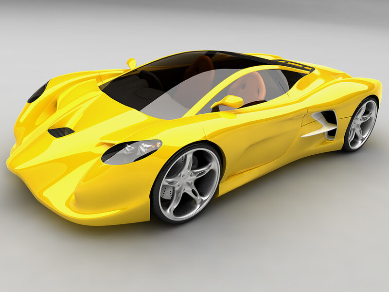 yellow sports car render