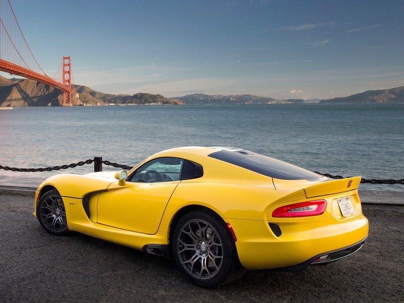 Yellow Sports Car — Serene, Afternoon, Photograph, Golden Gate Bridge, Bay, Chain-link Fence