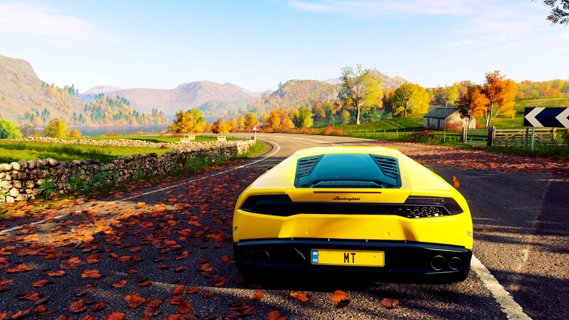 Yellow Sports Car — Serene, Autumn, 3d Render