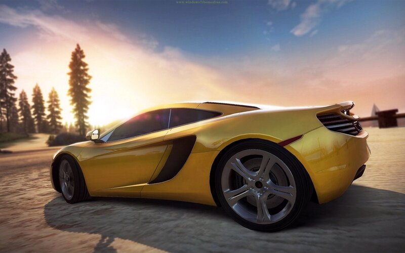 Yellow Sports Car — Serene, Sunset, 3d Render