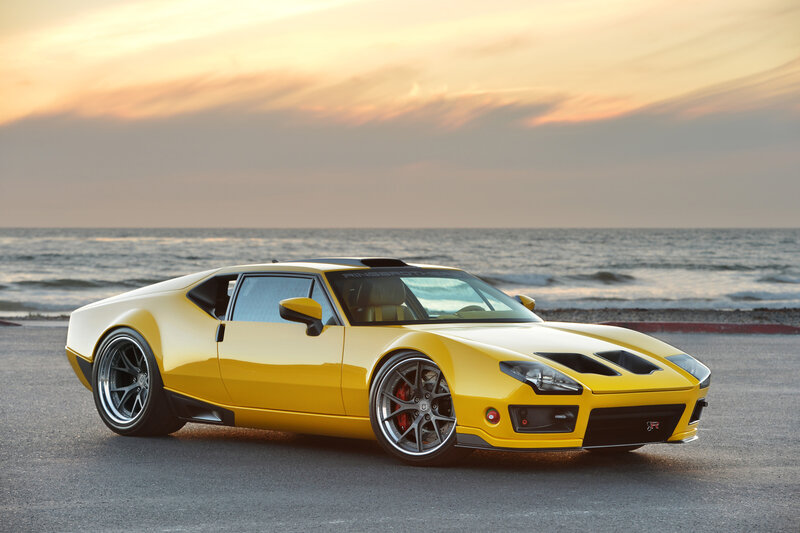 Yellow Sports Car — Serene, Sunset, Photograph, Ocean
