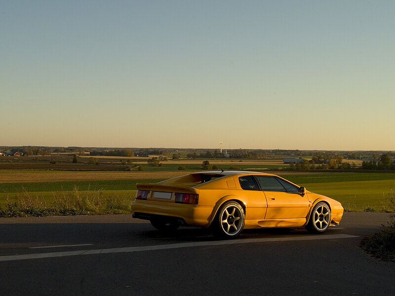 Yellow Sports Car — Serene, Sunset, Photograph, Road, Fields