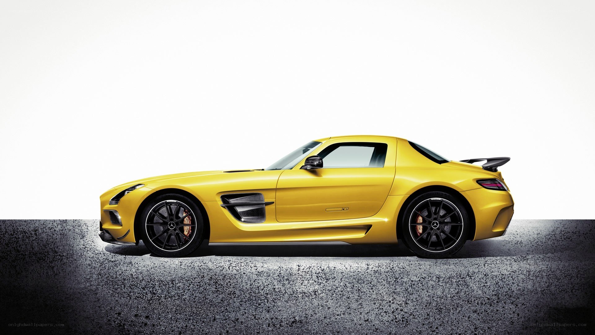 yellow sports car side view
