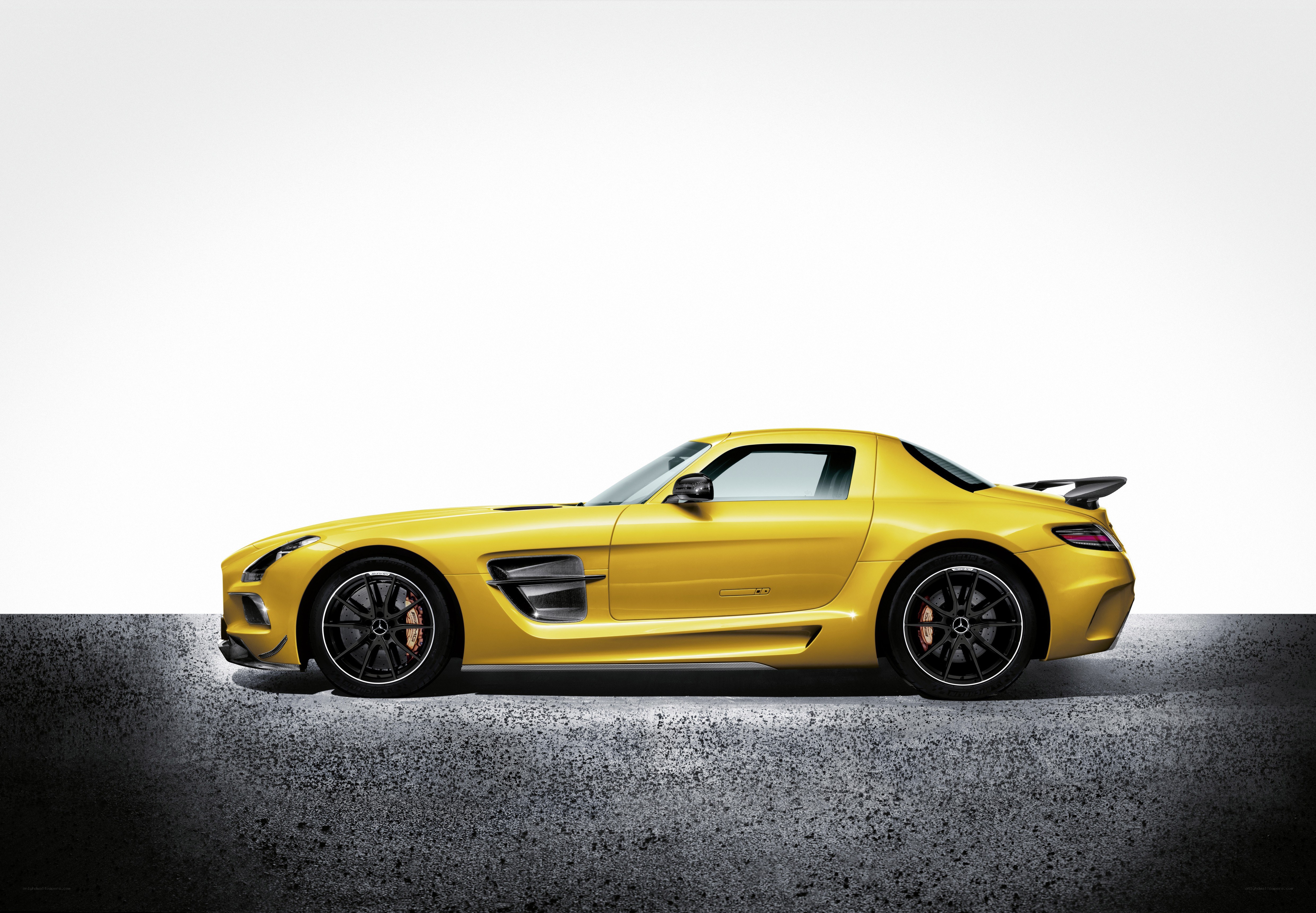 yellow sports car side view