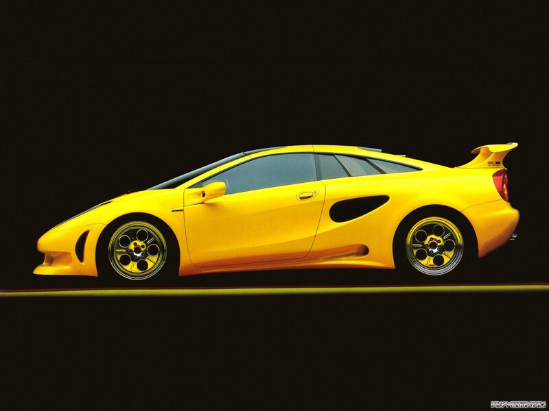 yellow sports car side view