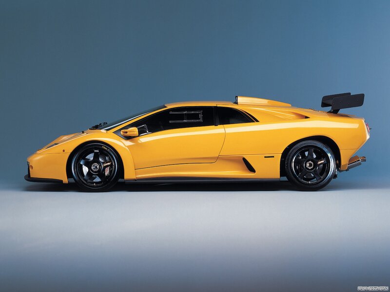 yellow sports car side view