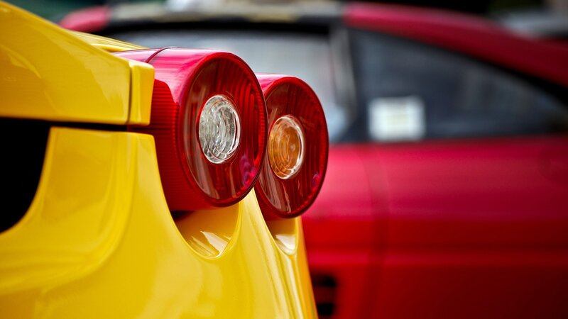 Yellow Sports Car Taillights